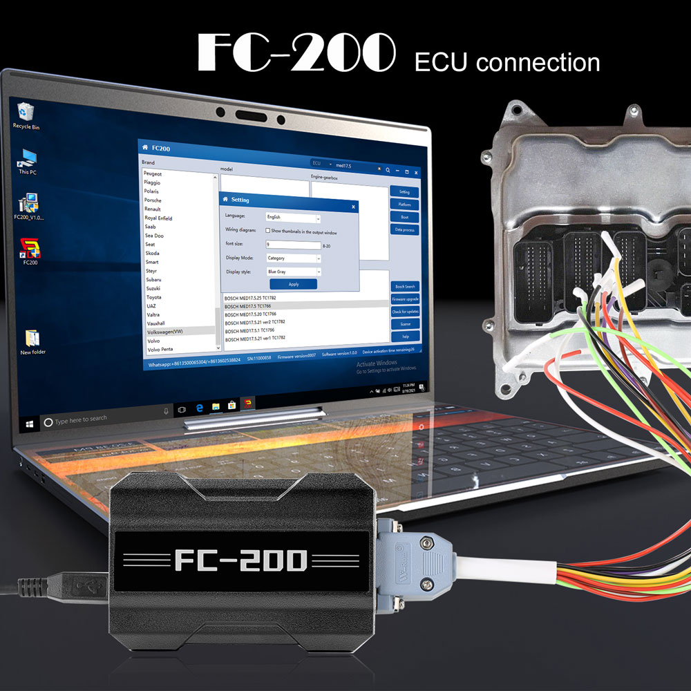 V1.1.3.0 CG FC200 ECU Programmer Full Version with Solder Free Adapters Set 6HP & 8HP MSV90 N55 N20 B48 B58