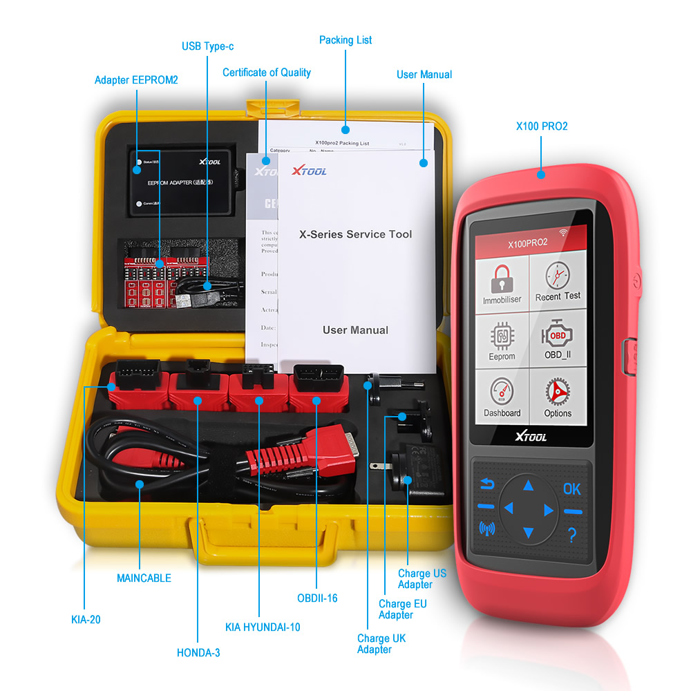 XTOOL X100 Pro2 Auto Key Programmer Mileage Adjustment Including EEPROM Code Reader Free Update Online