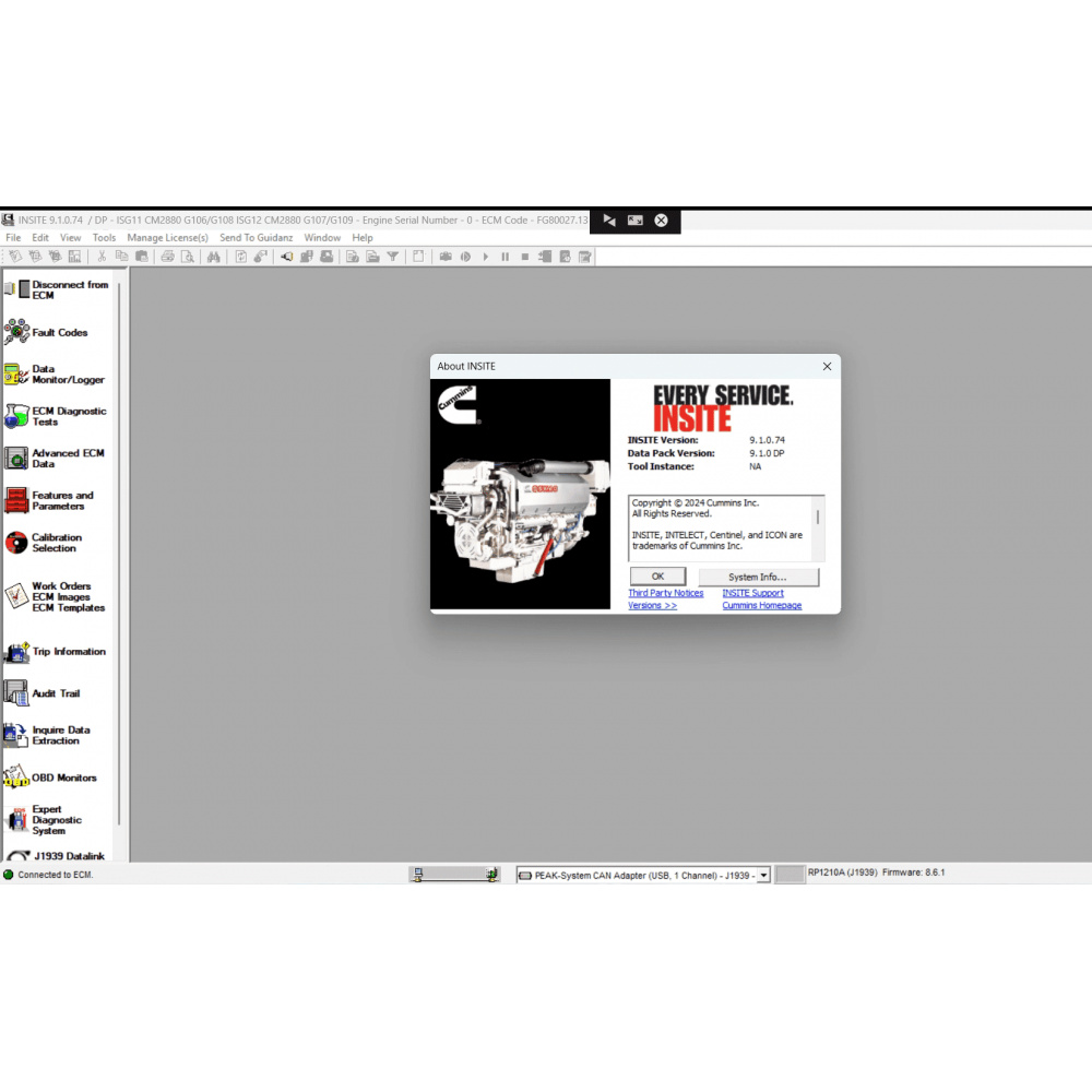 Latest CUMMINS INSITE 9.1/9.0/8.7 Pro 2025 Diagnosis Software