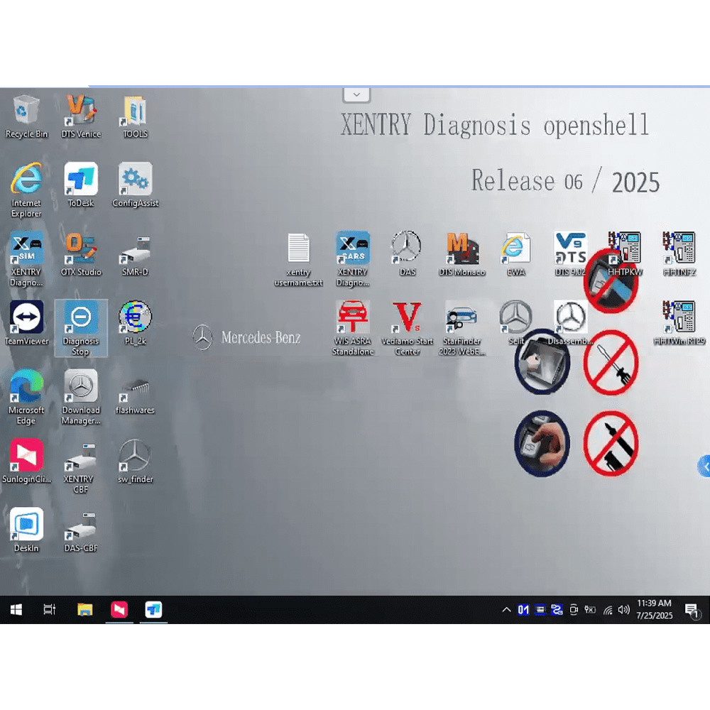 V2025.06 Car/V2025.04 Truck MB Star C4/C5 BENZ Diagnostic Software with Xentry/DAS/EPC/WIS/Vediamo/DTS
