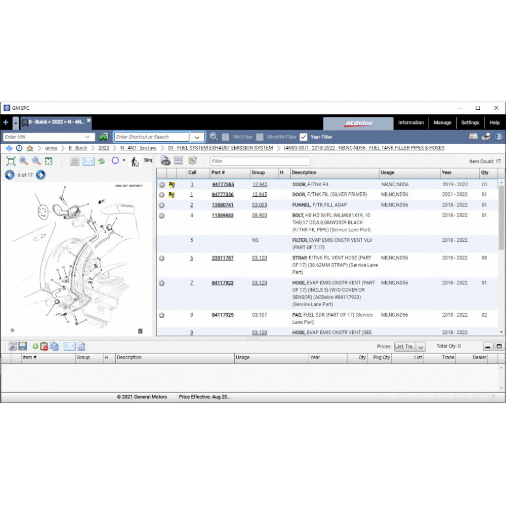 EPC GMNA General Motors vehicles EPC Spare Parts Catalog for North America 2025.03