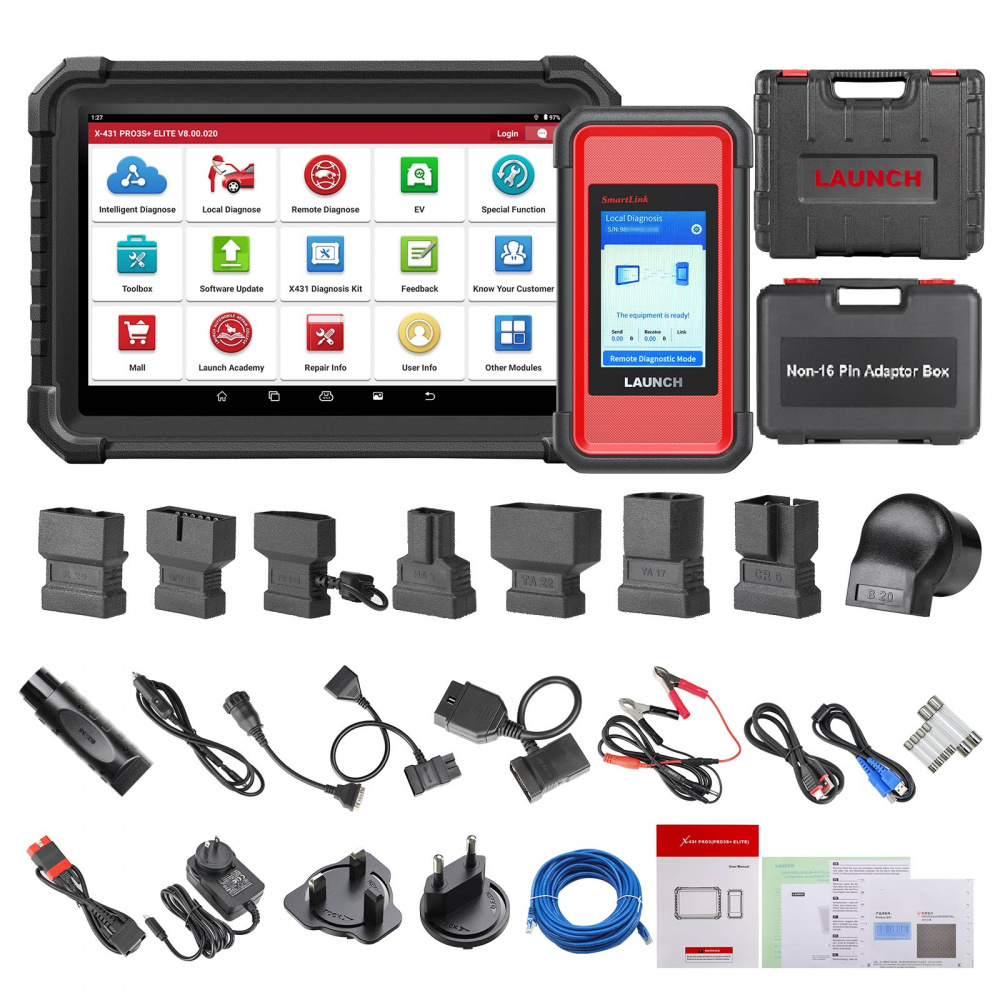 LAUNCH X431 PRO3S+ Elite Diagnostic Tool with SmartLink 2.0 VCI Supports Topology, J2534 Programming