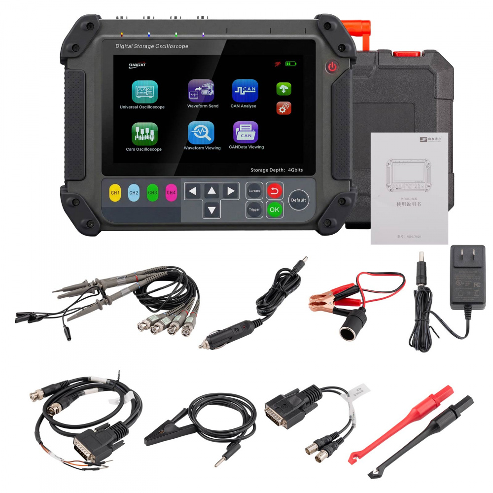 DIAGXT T80 Universal Oscilloscope,Automotive Oscilloscope,Store, Parse, Modify, Send CAN Bus Data with 4G Memory
