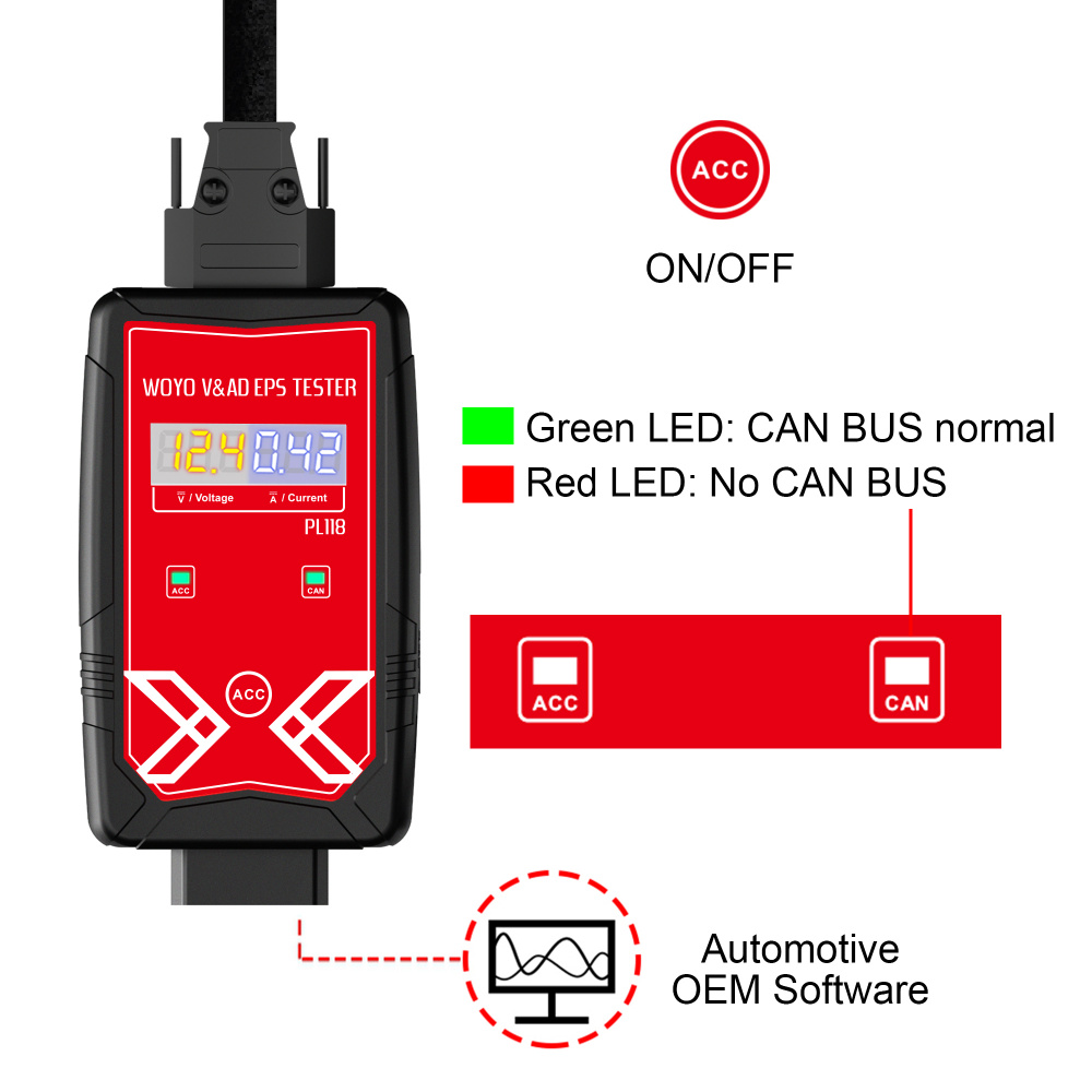 WOYO PL118 VW & Audi EPS Tester on Bench for Volkswagen / Golf Electrical Steering Wheel Motor Detector