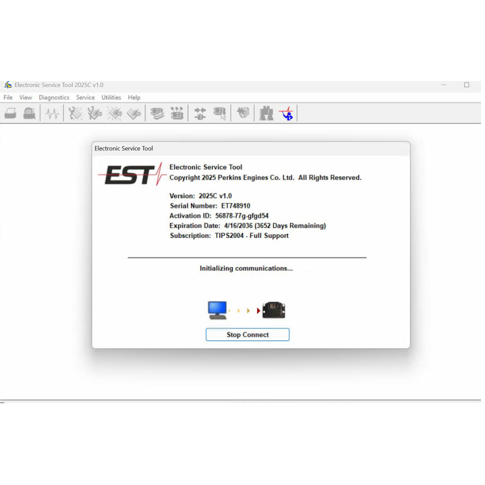 Perkins EST 2025C Diagnostic Software with built in Factory Passwords Generator